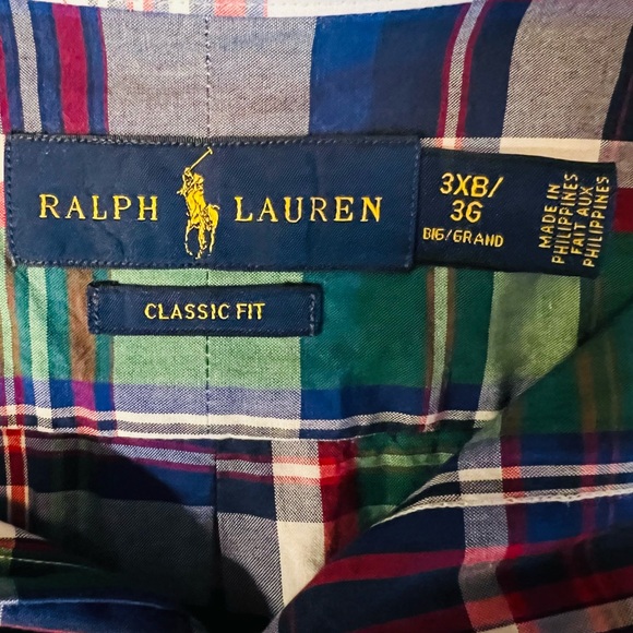 Ralph Lauren Blue Label Men's Blue and Green Plaid Button Down Shirt Size 3XB - Picture 10 of 11